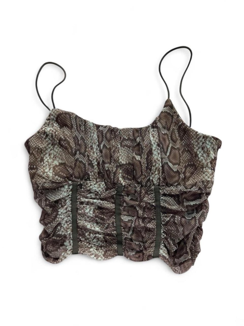 Princess Polly Snake Print Ruched Cami in Brown and Gray